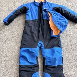 Columbia Blue and Black Snowsuit with Orange Lining